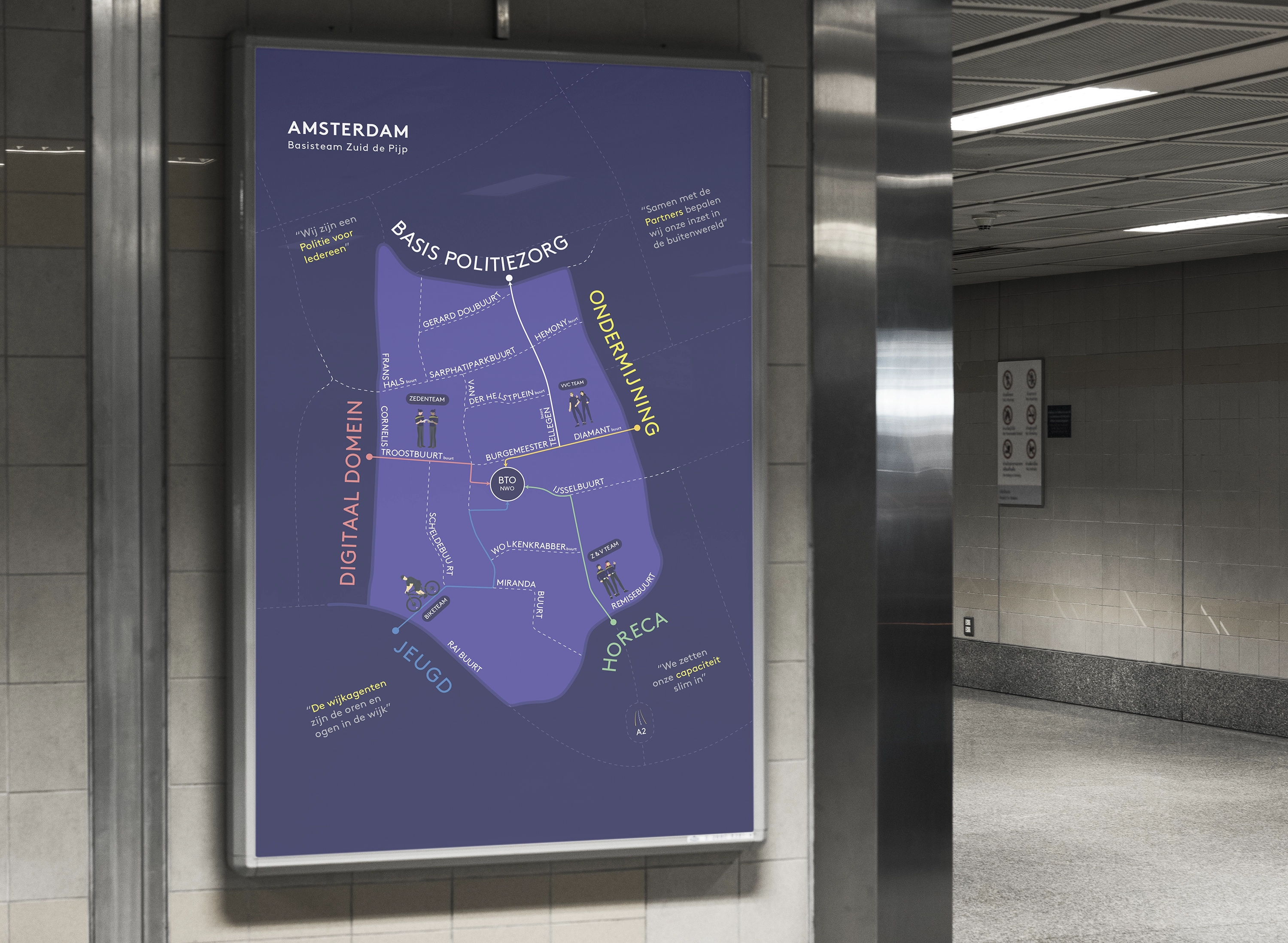 Politie incident perimeter — police tape with QR code communication concept